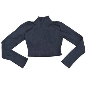 Commense Sweater S Small Black Cropped Turtleneck Cut Out Shoulder Sexy Sleek